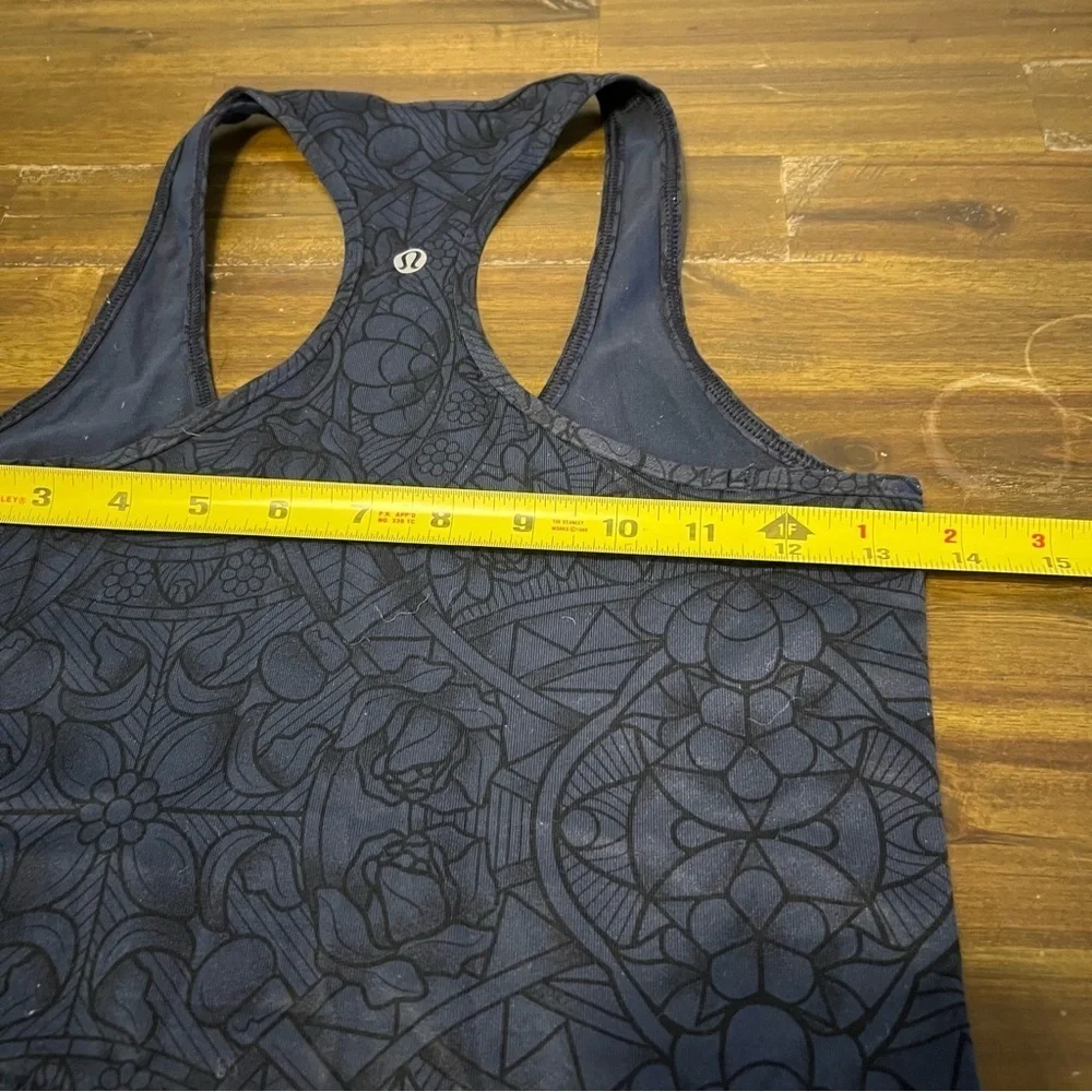 Lululemon Soulcycle Tank Top Limited Edition Blue Printed Logo Long Line Floral